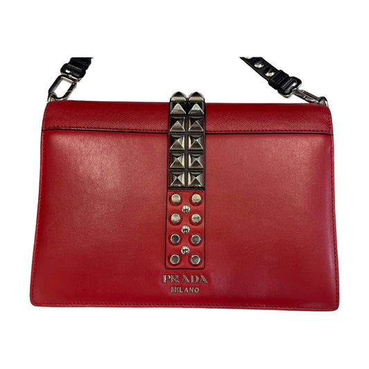 Prada Saffiano Elektra Shoulder Bag Handbag Red Leather