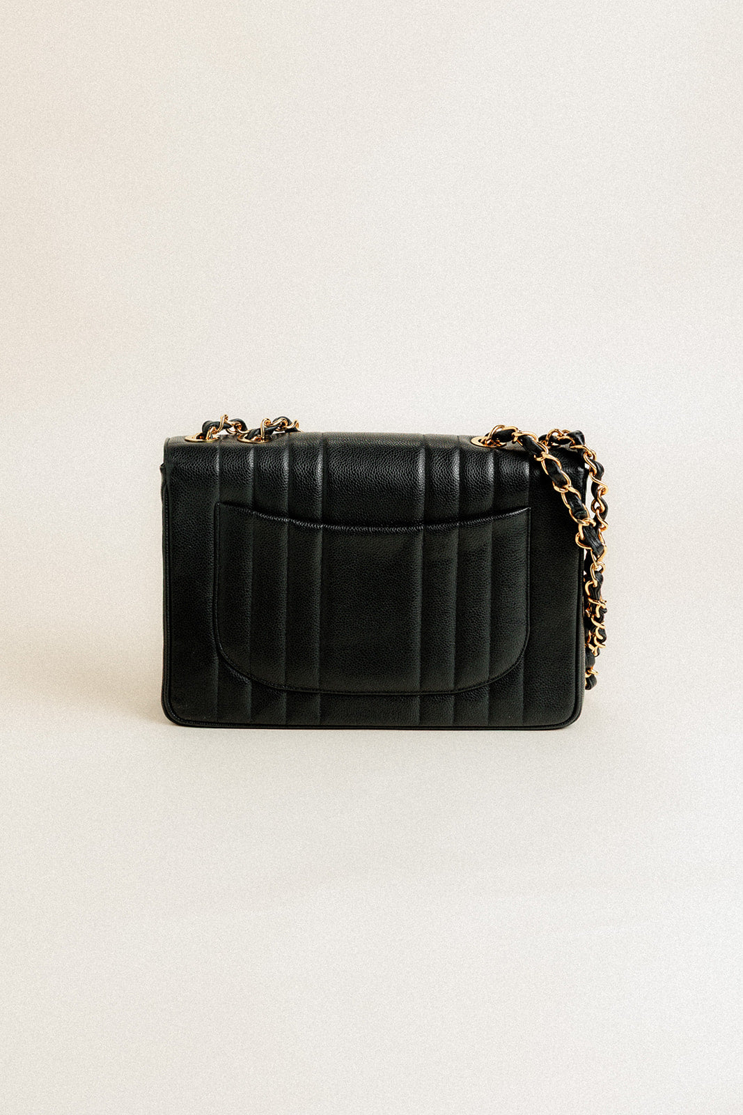 Chanel Jumbo Single Flap Bag Vertical Quilt Black