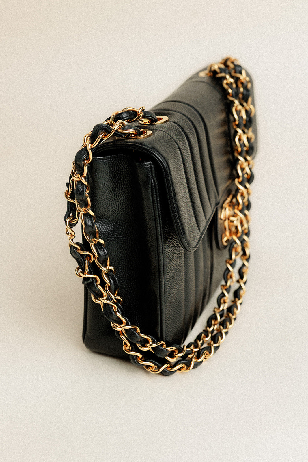 Chanel Jumbo Single Flap Bag Vertical Quilt Black