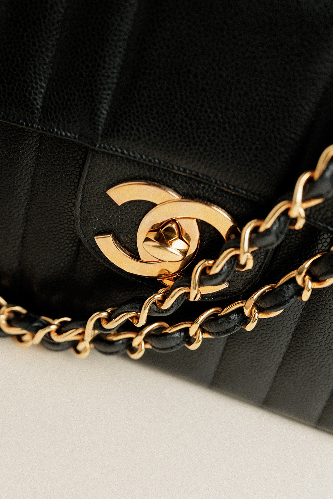 Chanel Jumbo Single Flap Bag Vertical Quilt Black