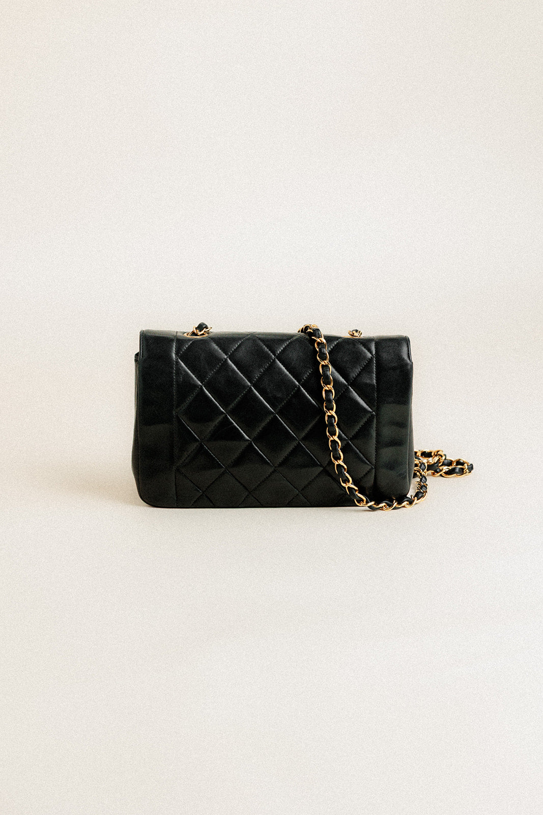 Chanel Vintage Diana Lambskin Black Small