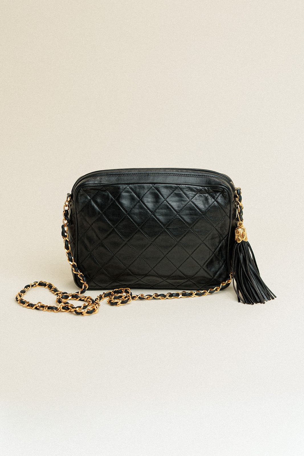 Chanel Vintage CC Tassel Camera Bag Black Small