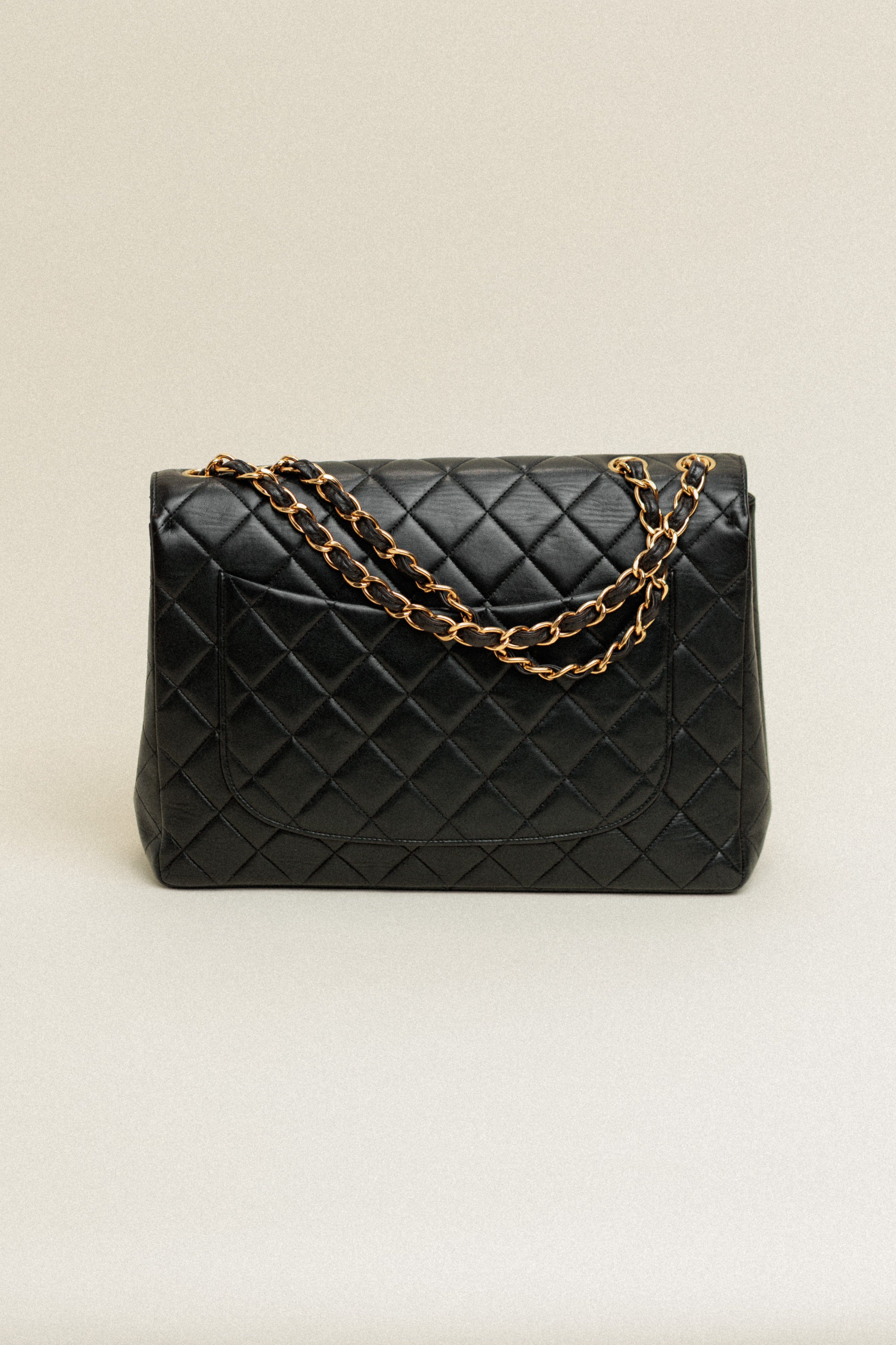 Chanel Jumbo Single Flap Bag Quilted Lambskin Black