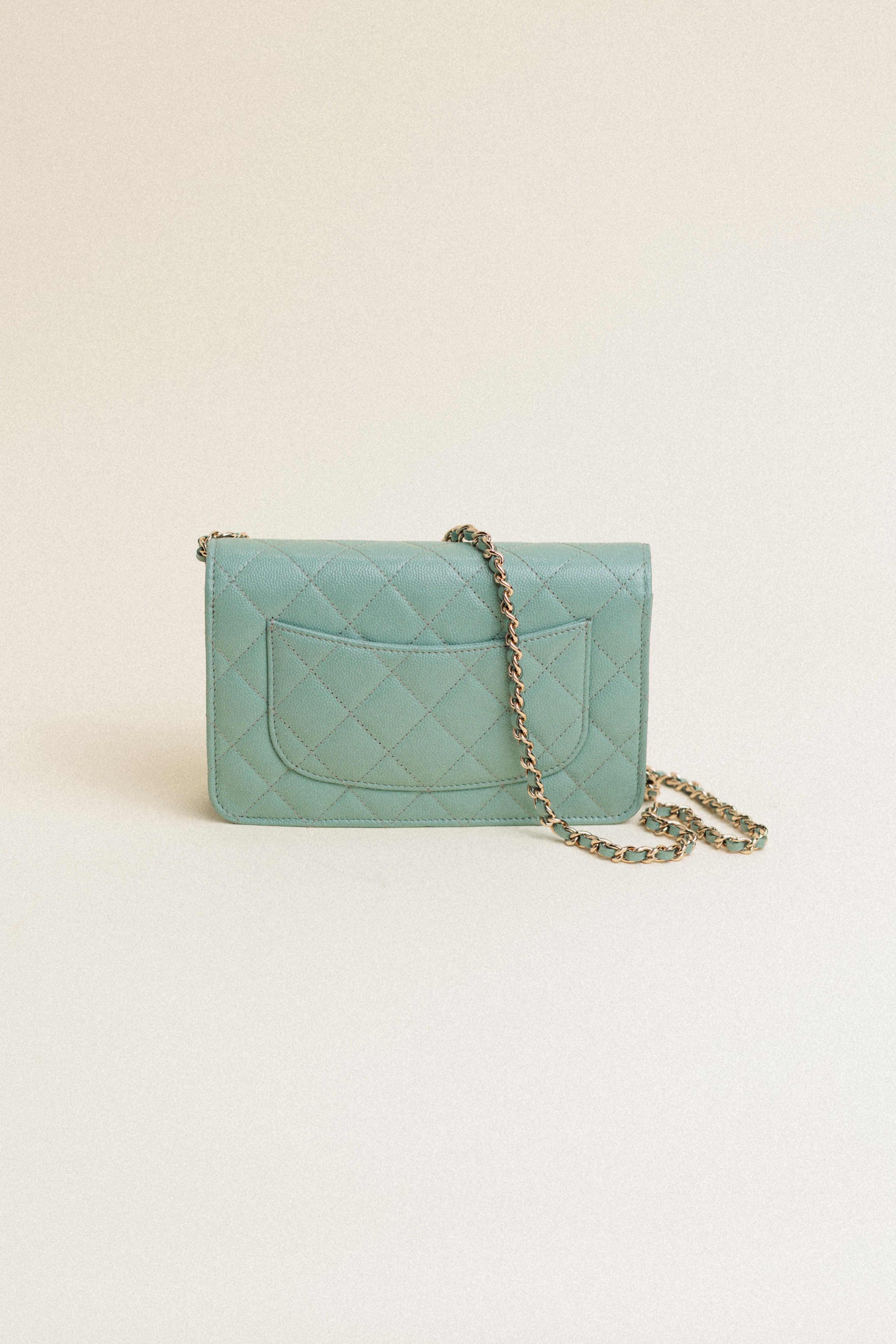 Chanel Wallet on a Chain Caviar Leather Green
