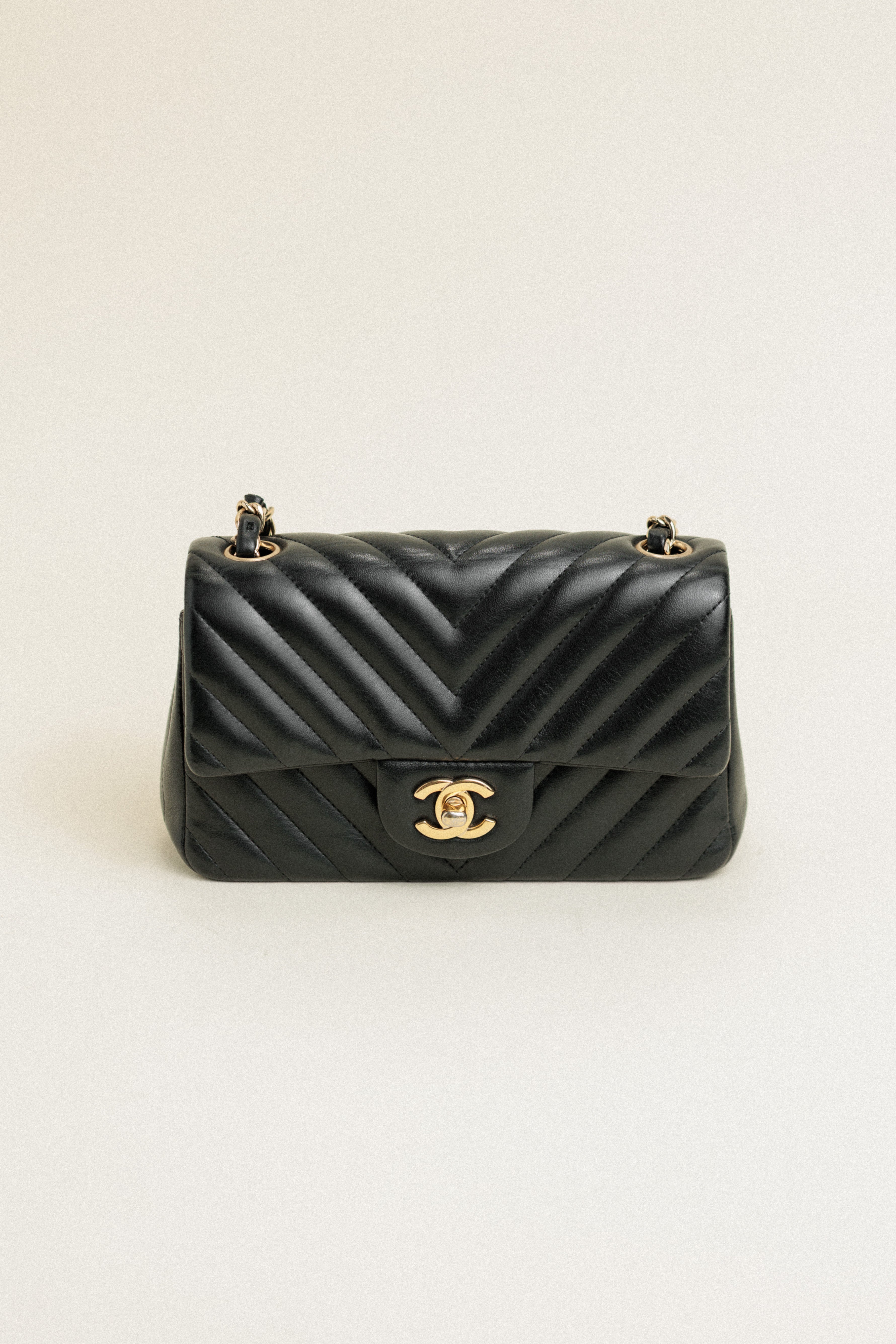 Chanel Chevron Mini Flap Lambskin Black Small