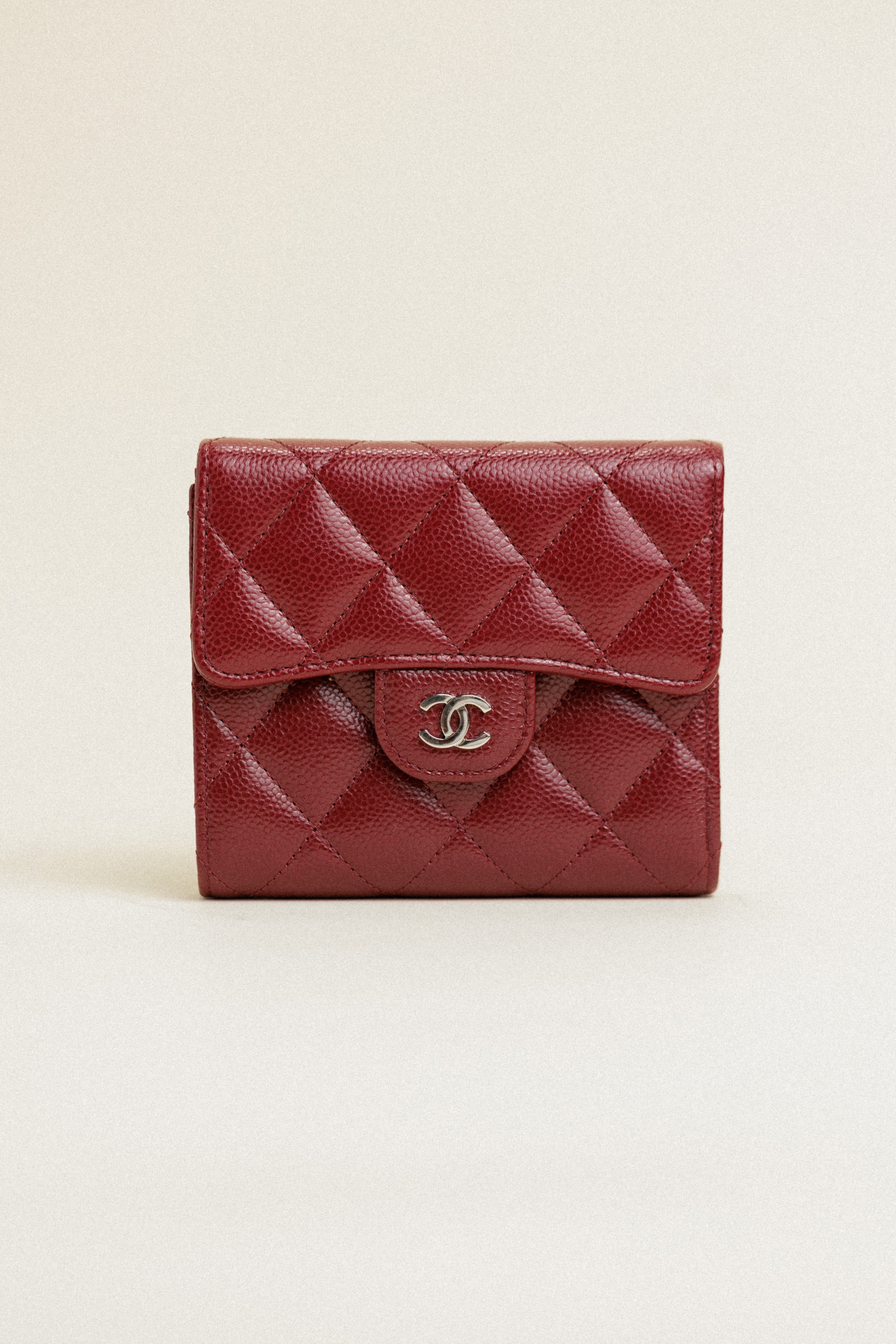 Chanel Caviar Flap Wallet Red Small
