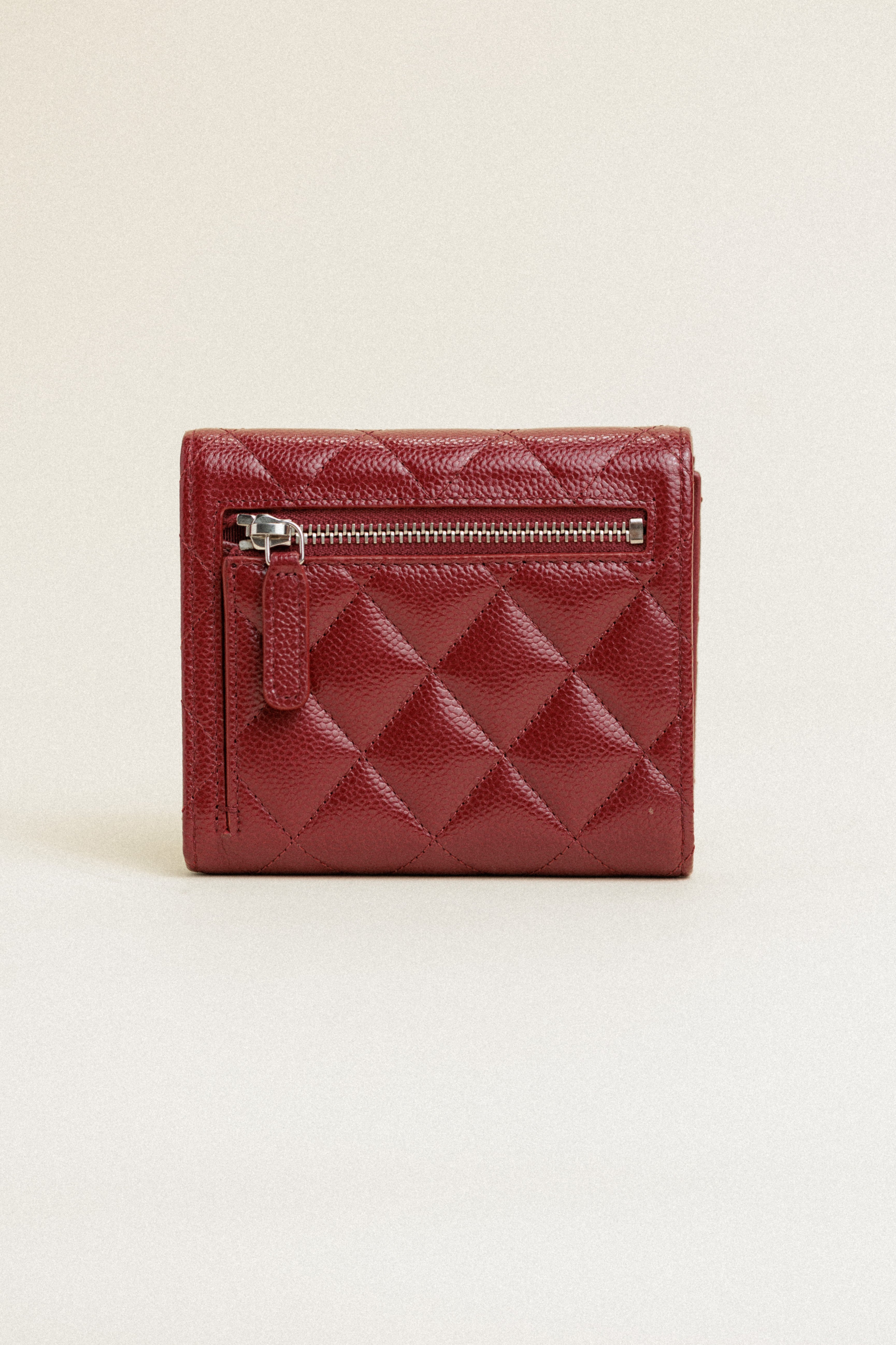 Chanel Caviar Flap Wallet Red Small