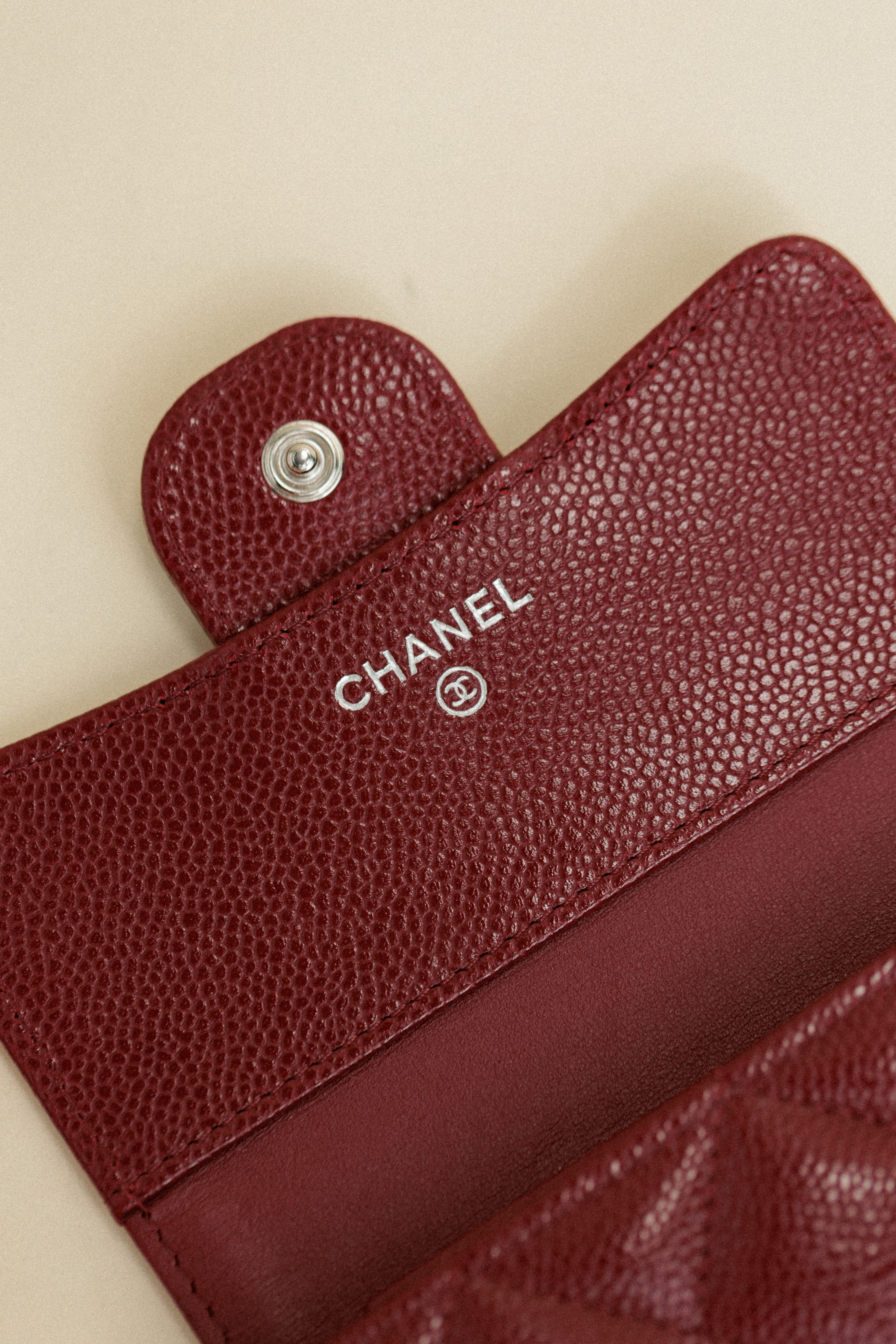 Chanel Caviar Flap Wallet Red Small