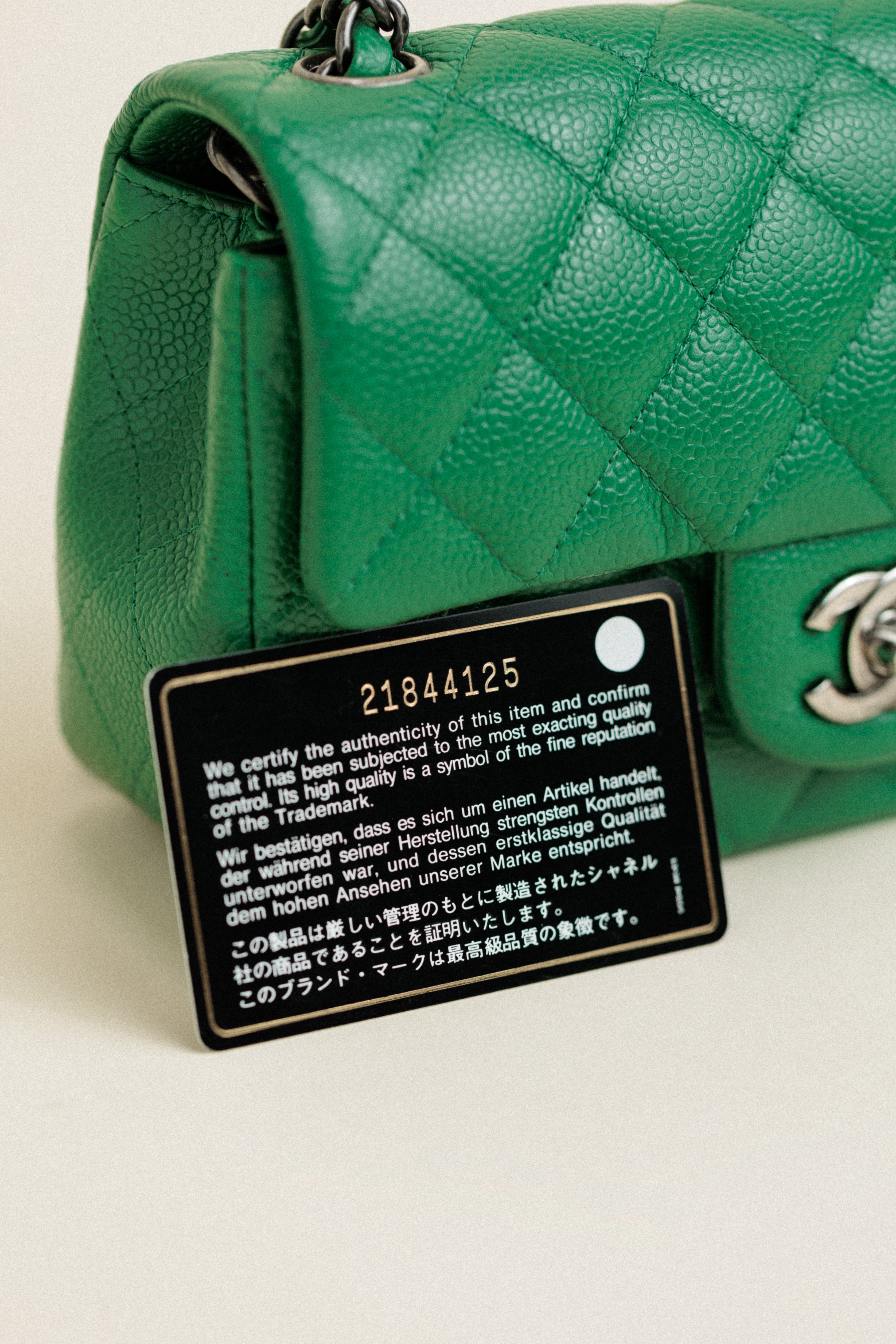 Chanel Rectangle Flap Bag Caviar Leather Mini Green