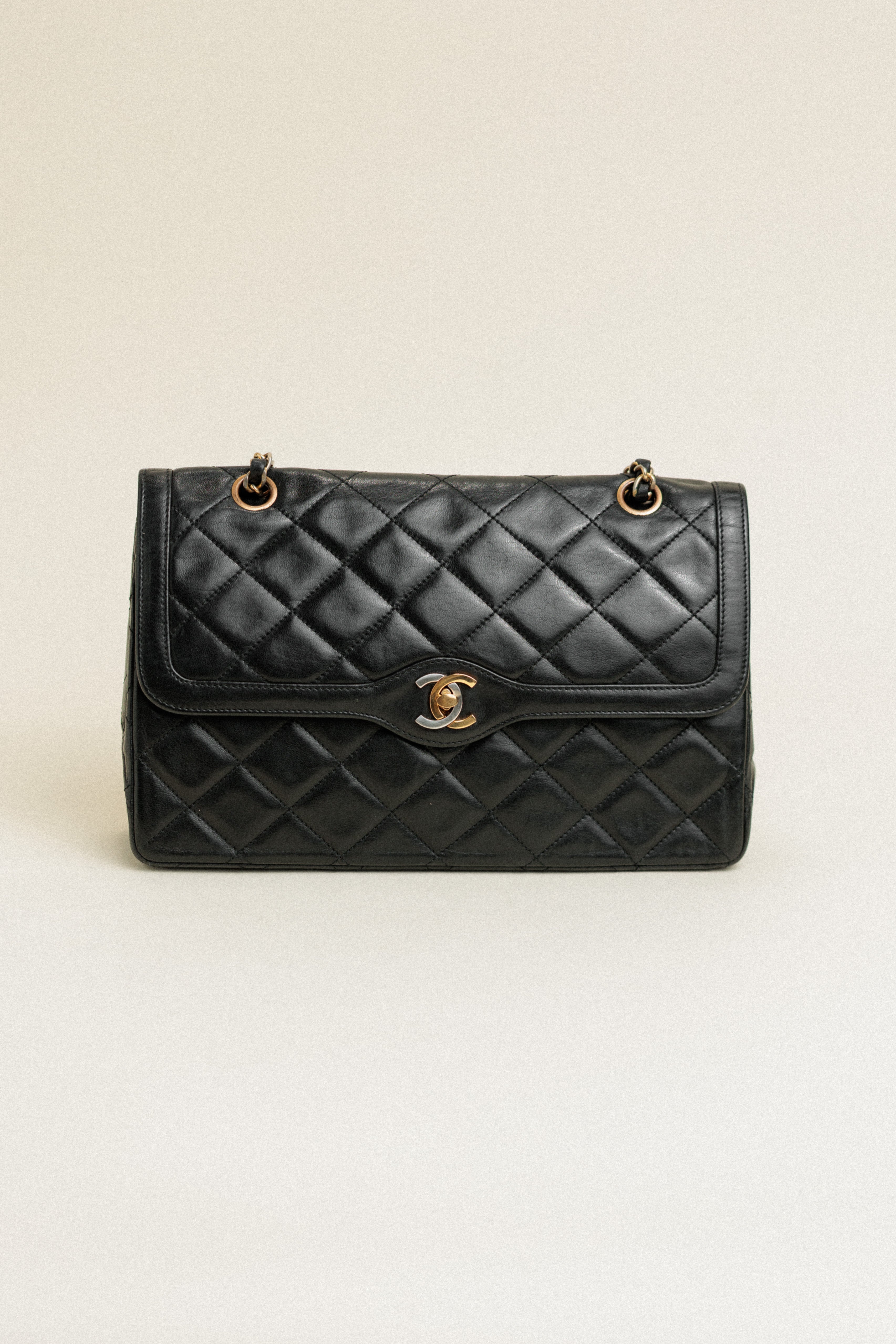 Chanel Vintage Paris Flap Quilted Flap Bag Black Medium