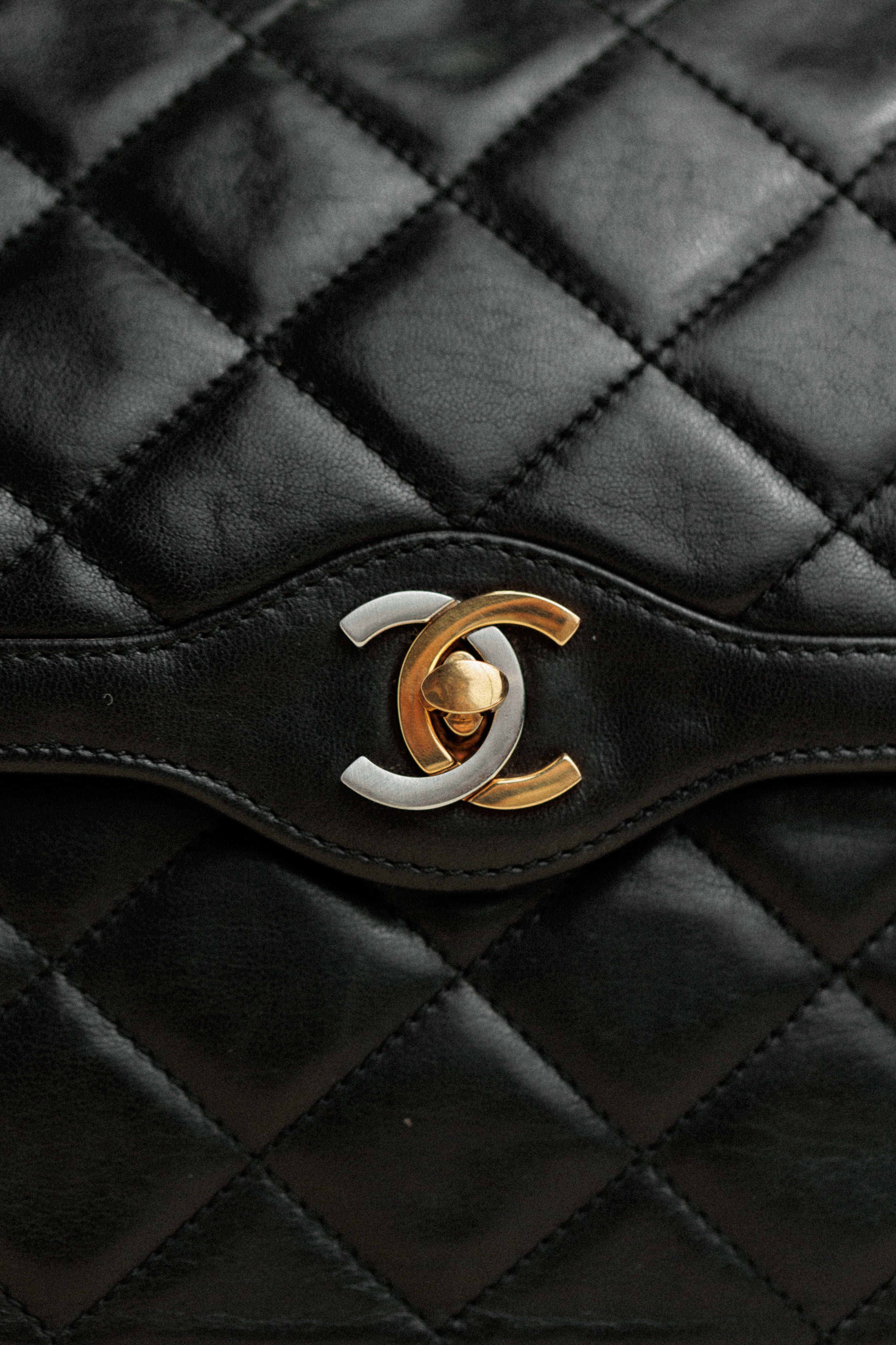 Chanel Vintage Paris Flap Quilted Flap Bag Black Medium