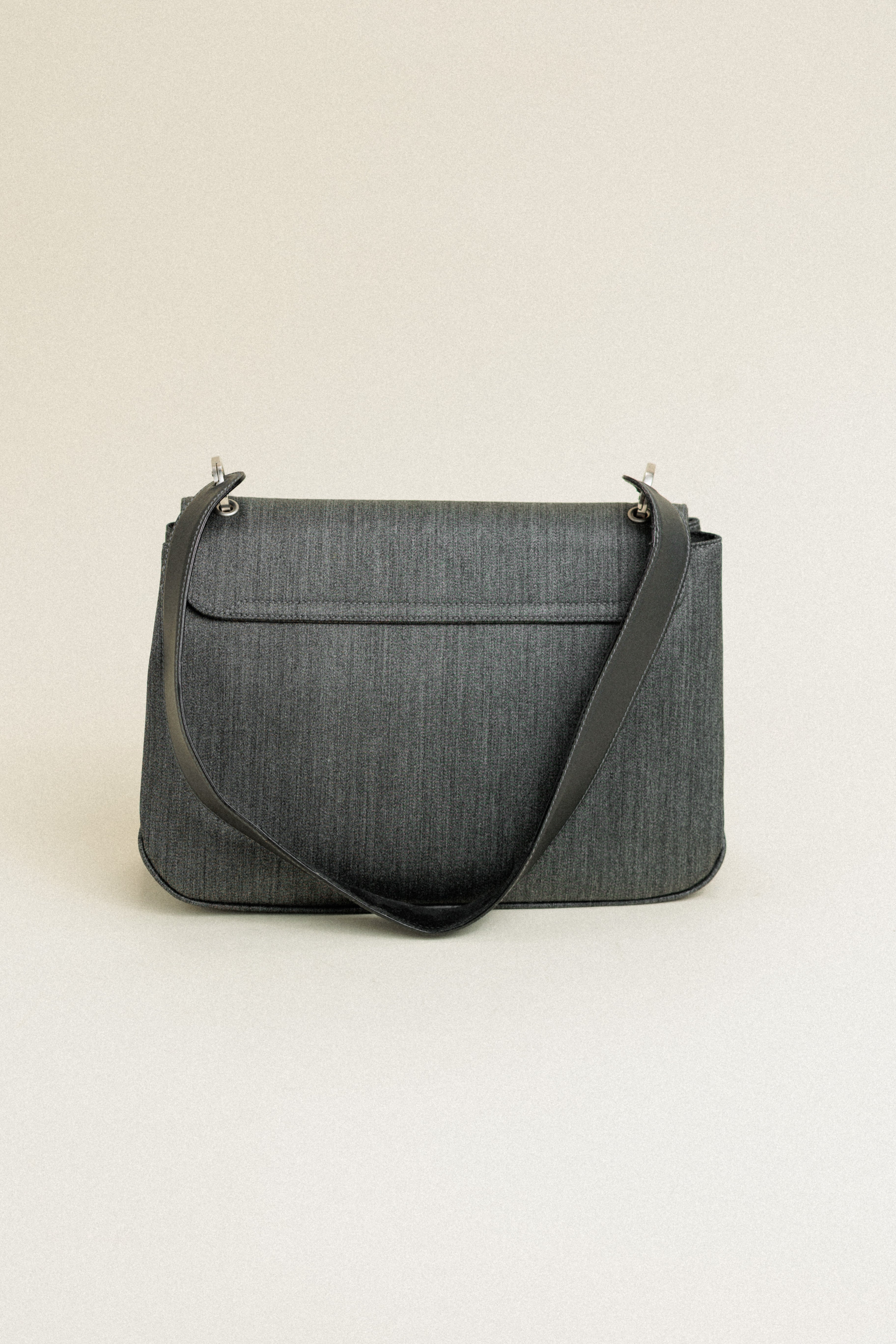 Salvatore Ferragamo Vintage Gray Twill Letter Vara Shoulder Bag