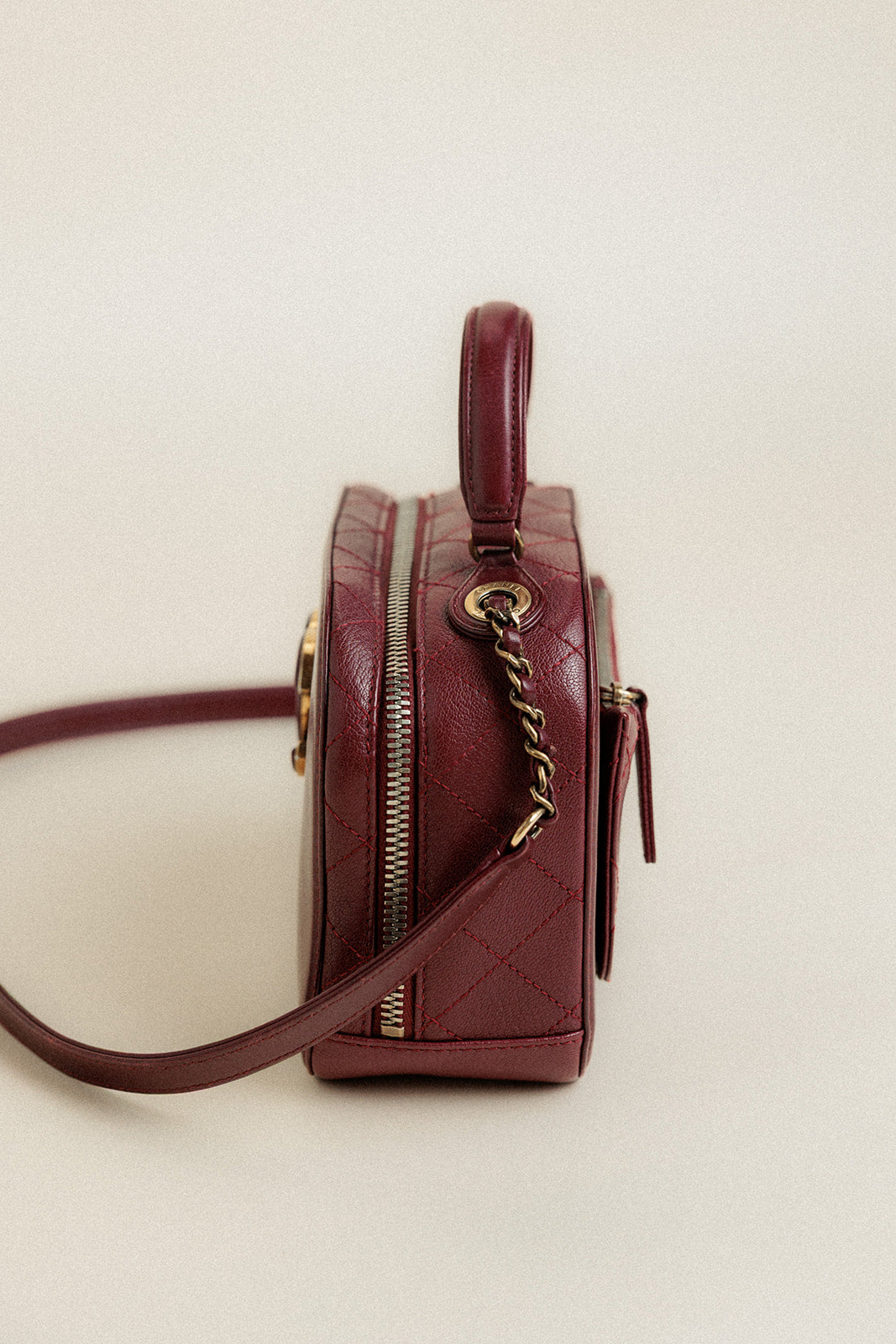 Chanel Coco Curve Vanity Case Calfskin and Quilted Goatskin Small Maroon