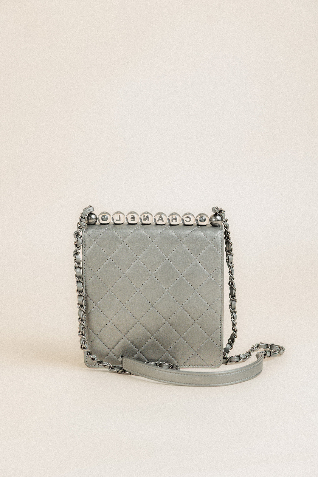 Chanel Chic Pearls Lambskin Flap Bag Silver