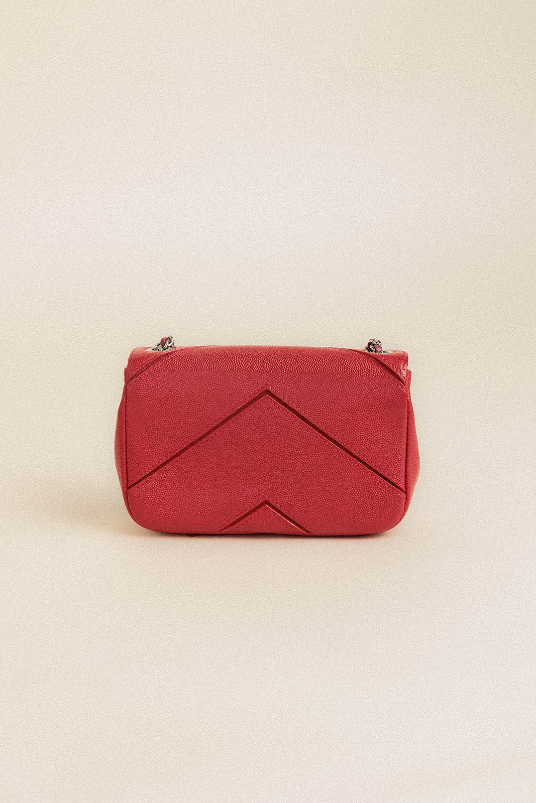 Chanel Vintage Caviar Macro Chevron Mini Flap Bag Red