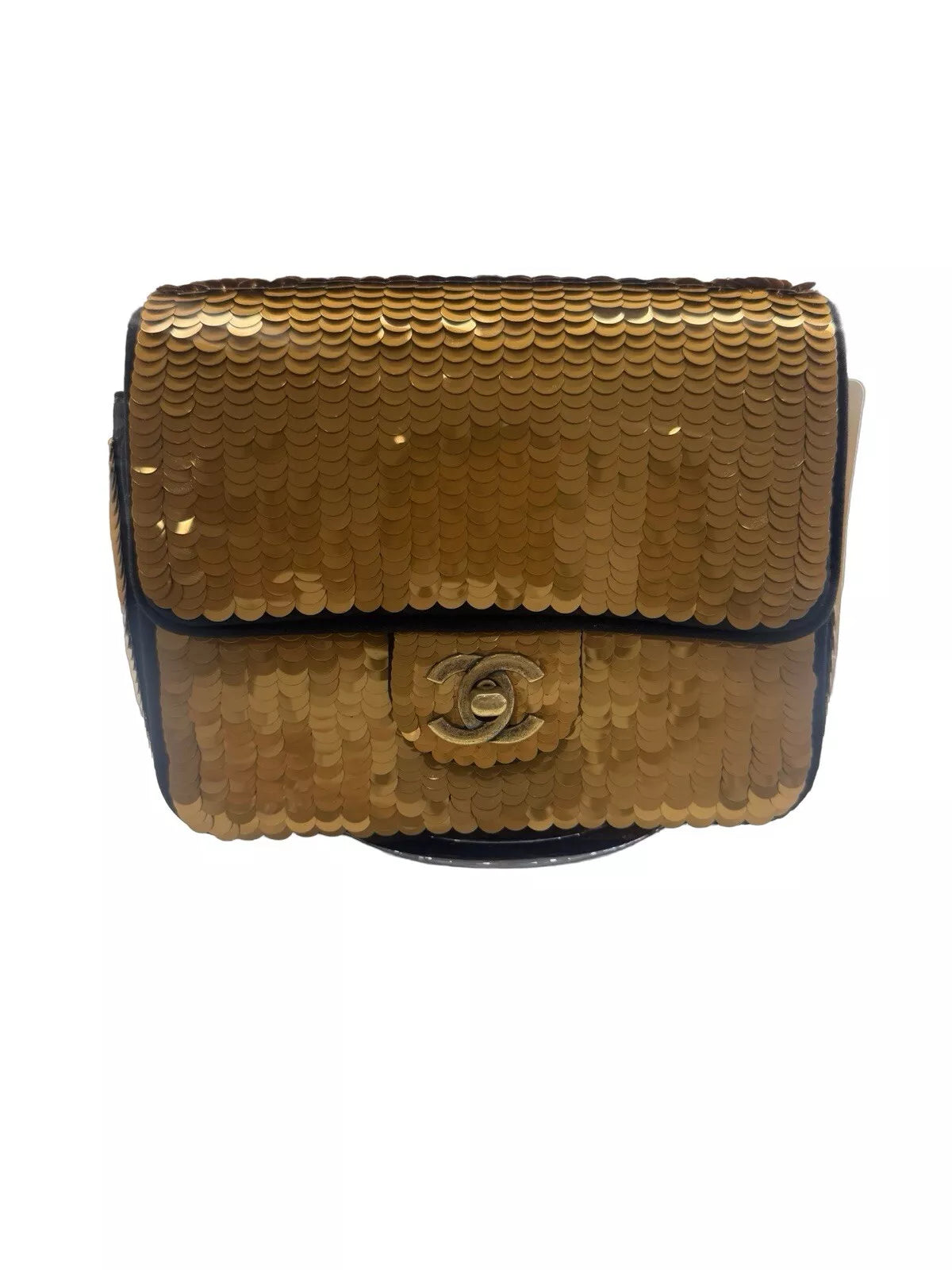 Chanel 2010 Gold Sequin Satin Paris-Shanghai Smll Flap Bag GHW NWT