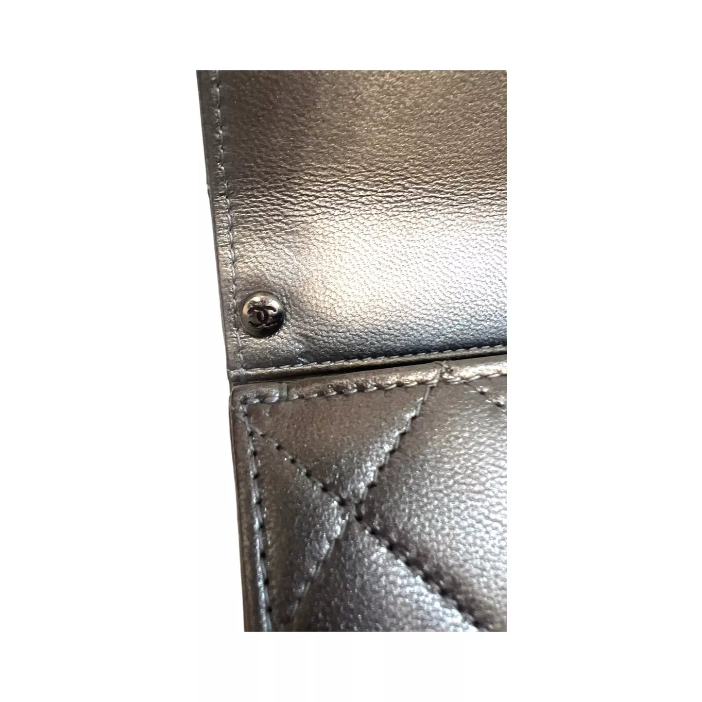 Chanel Chic Pearls Flap Bag Quilted Goatskin with Acrylic Beads Silver Pewter