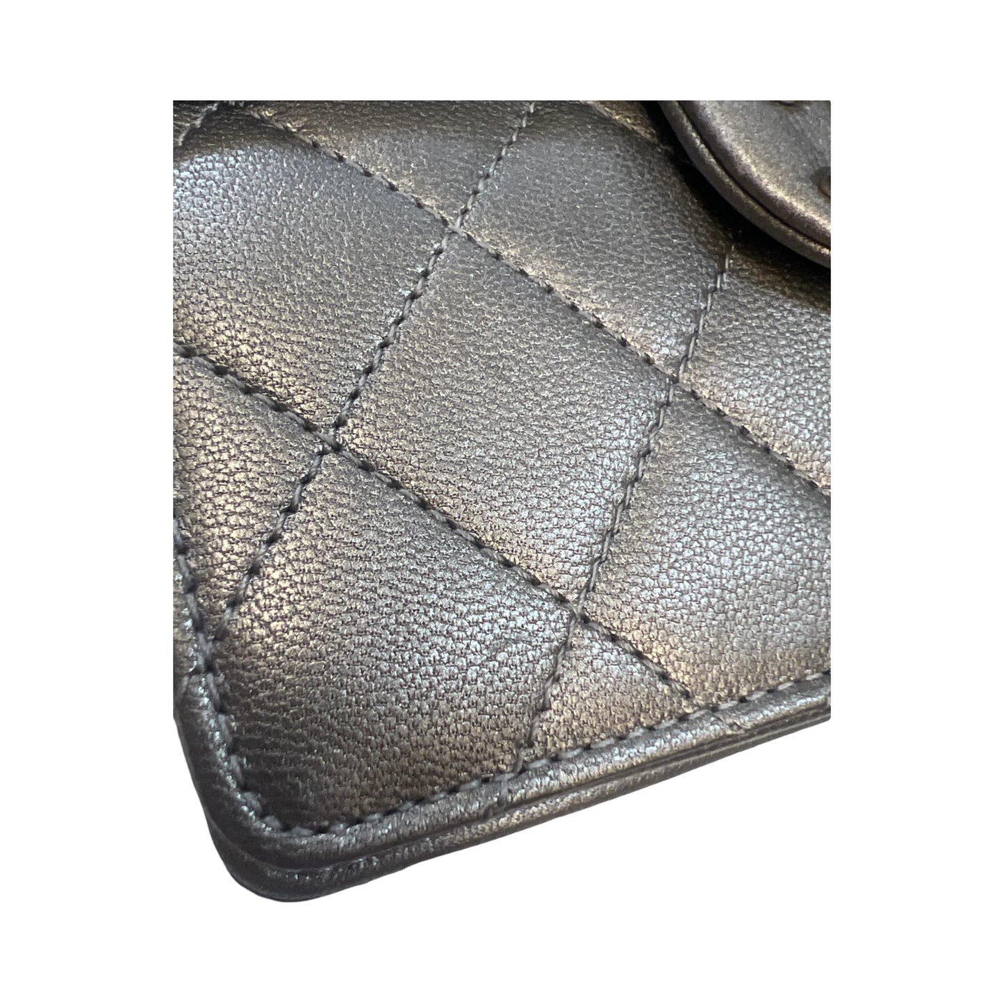 Chanel Chic Pearls Flap Bag Quilted Goatskin with Acrylic Beads Silver Pewter