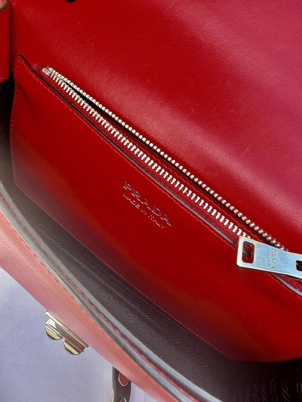 Prada Saffiano Elektra Shoulder Bag Handbag Red Leather